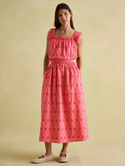 Hot Joules Nadia Coral Pink Broderie Sun Dress CoralPink