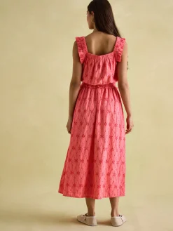 Hot Joules Nadia Coral Pink Broderie Sun Dress CoralPink