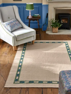 New Joules Mannington Jute Border Rug Natural