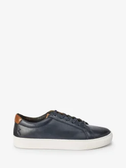 Online Joules Navy Blue Leather Trainers NavyBlue