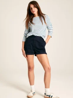 Best Joules New Harbour Cream & Blue Striped Boat Neck Breton Top Cream&BlueStriped
