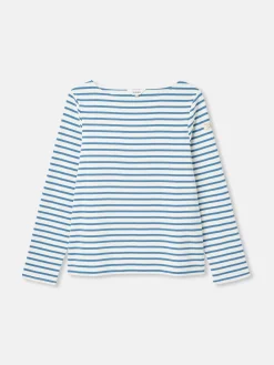 Best Joules New Harbour Cream & Blue Striped Boat Neck Breton Top Cream&BlueStriped