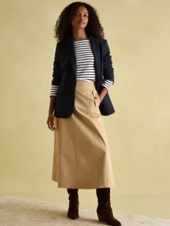 Outlet Joules New Harbour Cream & Navy Striped Boat Neck Breton Top Cream&NavyStriped