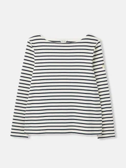 Outlet Joules New Harbour Cream & Navy Striped Boat Neck Breton Top Cream&NavyStriped