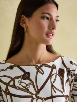 Clearance Joules New Harbour Cream Bridle Boat Neck Breton Top CreamBridle