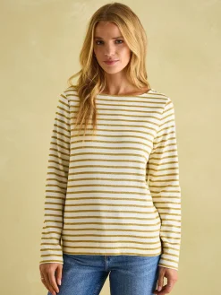 Best Joules New Harbour Cream Gold Boat Neck Breton Top CreamGold