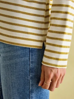 Best Joules New Harbour Cream Gold Boat Neck Breton Top CreamGold