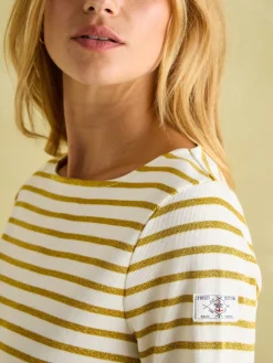 Best Joules New Harbour Cream Gold Boat Neck Breton Top CreamGold