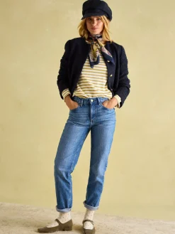 Best Joules New Harbour Cream Gold Boat Neck Breton Top CreamGold