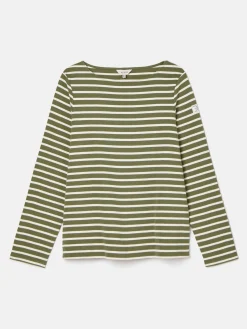 Outlet Joules New Harbour Green stripe Boat Neck Breton Top Greenstripe
