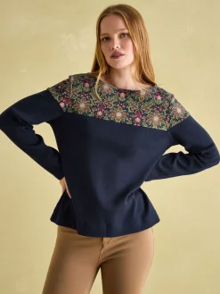 Discount Joules New Harbour Navy Damask Boat Neck Breton Top NavyDamask
