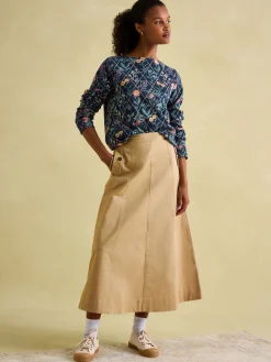 Sale Joules New Harbour Navy floral Boat Neck Breton Top Navyfloral