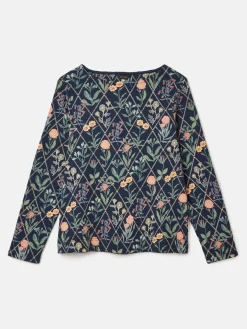 Sale Joules New Harbour Navy floral Boat Neck Breton Top Navyfloral