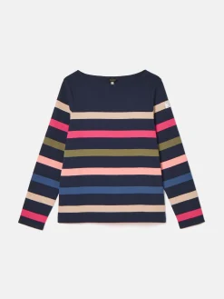 New Joules New Harbour Navy multi Boat Neck Breton Top Navymulti