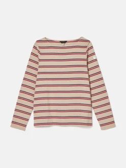 New Joules New Harbour Oat multi Boat Neck Breton Top Oatmulti