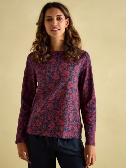 Discount Joules New Harbour Red Floral Boat Neck Breton Top RedFloral