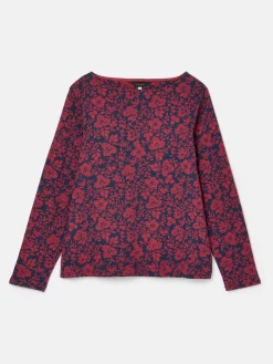 Discount Joules New Harbour Red Floral Boat Neck Breton Top RedFloral
