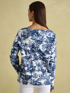 Clearance Joules New Harbour Safari Blue Boat Neck Breton Top SafariBlue