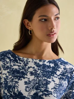 Clearance Joules New Harbour Safari Blue Boat Neck Breton Top SafariBlue