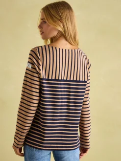 Discount Joules New Harbour Boat Neck Breton Top Tan/Navy