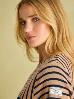Discount Joules New Harbour Boat Neck Breton Top Tan/Navy