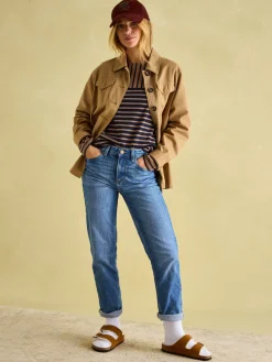 Discount Joules New Harbour Boat Neck Breton Top Tan/Navy