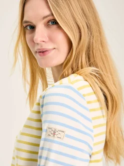 Outlet Joules New Harbour Yellow & Blue Striped Boat Neck Breton Top Yellow&BlueStriped