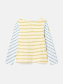 Outlet Joules New Harbour Yellow & Blue Striped Boat Neck Breton Top Yellow&BlueStriped