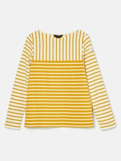 Joules New Harbour Yellow/ Cream Boat Neck Breton Top Yellow/Cream