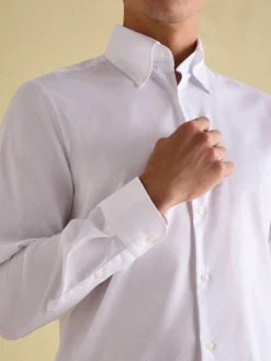 Hot Joules Next Regular Fit Twill Single Cuff Shirt White