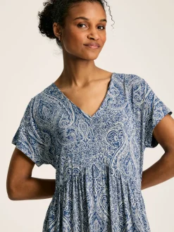 Discount Joules Nia Jersey V-Neck Beach Dress Blue