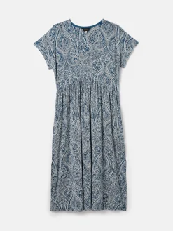 Discount Joules Nia Jersey V-Neck Beach Dress Blue