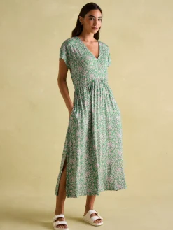 Hot Joules Nia Jersey V-Neck Beach Dress Green