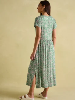 Hot Joules Nia Jersey V-Neck Beach Dress Green