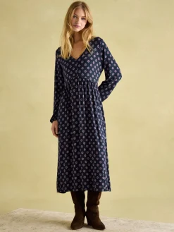 Best Joules Nia Long Sleeve Midaxi Dress Navy