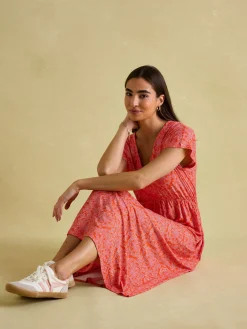 Clearance Joules Nia Jersey V-Neck Beach Dress Pink