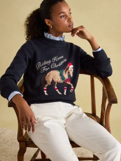 Clearance Joules Noelle Intarsia Christmas Jumper Navy