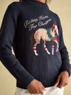 Clearance Joules Noelle Intarsia Christmas Jumper Navy