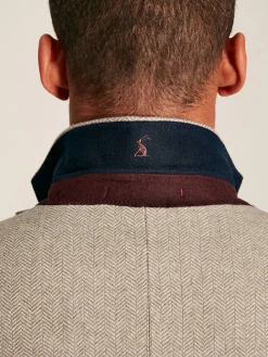 Clearance Joules Herringbone Texture Slim Fit Blazer Oatmeal