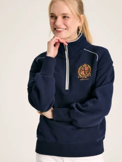 Best Joules Official Badminton Navy Blue Unisex Quarter Zip Sweatshirt NavyBlue