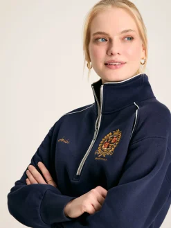 Best Joules Official Badminton Navy Blue Unisex Quarter Zip Sweatshirt NavyBlue