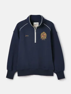Best Joules Official Badminton Navy Blue Unisex Quarter Zip Sweatshirt NavyBlue