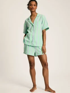 Hot Joules Olivia Blue & Green Striped Pyjama Set Blue&GreenStriped