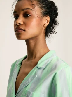 Hot Joules Olivia Blue & Green Striped Pyjama Set Blue&GreenStriped