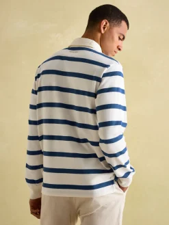 Discount Joules Onside Cream & Blue Striped Rugby Shirt Cream&Blue