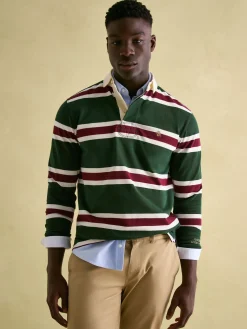 Sale Joules Onside Green & Red Striped Rugby Shirt Green&Red