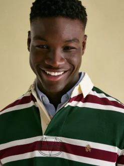 Sale Joules Onside Green & Red Striped Rugby Shirt Green&Red