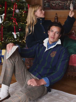 Best Joules Onside Vertical Stripe Rugby Shirt Green/Navy