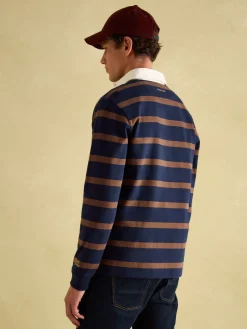 Clearance Joules Onside Navy & Brown Striped Rugby Shirt Navy&Brown
