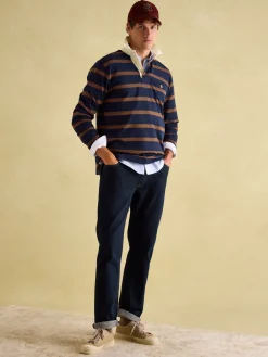 Clearance Joules Onside Navy & Brown Striped Rugby Shirt Navy&Brown